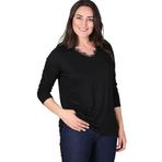 Kurun's Collection Yaka Dantel Detaylı Uzun Kol Bluz Siyah 46-48