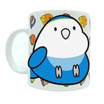 Kuş Arkadaşım Sevda & Cennet Papağanı Kupası Arkası Desenli Kuşlu Kupa Hediye Beyaz Mavi