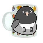 Kuş Arkadaşım Sevda & Cennet Papağanı Kupası Arkası Desenli Kuşlu Kupa Hediye Gri