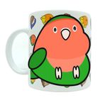 Kuş Arkadaşım Sevda & Cennet Papağanı Kupası Arkası Desenli Kuşlu Kupa Hediye Kırmızı Yeşil