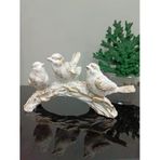 kuş biblo 3 lü dal üzerinde kuş biblo BEYAZ GOLD DETAYLI