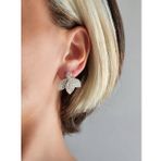 Kuş Çiçek Model Kristal Taşlı Küpe