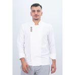 Kuş Gözü Şef Gömlek Aşçı Kıyafeti Chef Aşçı Forması - Beyaz