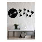Kuş Tasarımlı ve Dekoratif Kuşlarla Modern Dekoratif Ahşap Duvar Saati