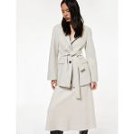 Kuşak Detaylı Uzun Kollu Cepli Kaşe Kaban - Kahve - 34