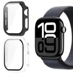 KUSINHOKA 2 adet sert kılıf, Apple Watch 10 serisi için, 46 mm, çizilmeye karşı koruyucu folyo, HD netliğinde ekran koruyucu folyo, 360° çepeçevre tam kaplama, darbeye dayanıklı, polikarbon koruyucu