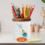 Kuşla Uçan Küçük Prens Ahşap Seramik Kalemlik - 860143415 - Renkli