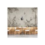Kuşlar ve Ağaçlar Desenli Silinebilir Kumaş Duvar Kağıdı - En X Boy - Cafe ve Ofis Dekor, 200 x 175, DW2025160200175