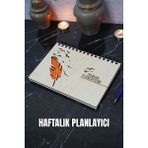 Kuşlu Tüy Figürlü Ahşap Plan Defteri - Tarihsiz Ajanda - Haftalık Planlayıcı (Planlayıcı) A5