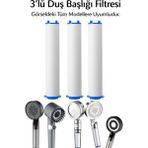 Kustar 3 Parça Kireç Önleyici Pamuk Filtreli Duş Başlığı Filtresi Yüksek Filtrasyon