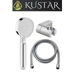 KUSTAR 5 Fonksiyonlu Yüksek Basınçlı Tasarruflu Tazyikli Duş Seti Duş Başlığı L Askı Örgülü Hortum