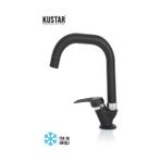 Kustar Kısa Köşe Delta Borulu Tek Su Girişli Mat Siyah Mix Aç Kapa Musluk Lavabo