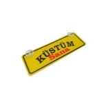Küstüm Sana Yazılı Sarı Dekor Plaka Vantuzlu Cam Süsü 22x7.5cm KS2