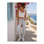 Kutaf Kadın Açık Gri Yüksek Bel Skinny Jean Pantolon Esnek Kumaş Yazlık Günlük Denim