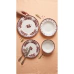 KÜTAHYA HOME Burgundy Romance 24 Parça Desenli Porselen Yemek Takımı – Şık Sofra Seti Bordo Vintage