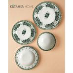 KÜTAHYA HOME Green Romance 24 Parça Desenli Porselen Yemek Takımı – Şık Sofra Seti Yeşil Vintage