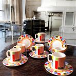 Kütahya Home Vivid Kahve Fincan Takımı 12 Parça Porselen 6 Kişilik - Pembe - 80 ml