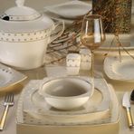 Kütahya Porselen 10365 Bone Mare 62 Parça Desenli Yemek Takımı