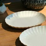 Kütahya Porselen Bone Luz Altın File Kayık Tabak 27x19cm BNLZF28KY20 2 li