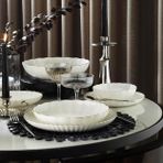Kütahya Porselen Bone Luz-Form 52 Parça Platin File Yemek Takımı