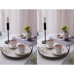 Kütahya Porselen Bone Luz Kahve Fincan Takımı 90CC Platin Yaldızlı 8 Parça 4 Kişilik - 1 Adet - Krem