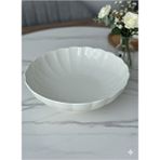 Kütahya Porselen Bone Luz Serisi 25 cm Krem Yuvarlak Salata Kasesi Modern Desen Tekli Porselen - 25 x 25