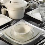 Kütahya Porselen Bone Mare 62 Parça 1136420 Desenli Yemek Takımı