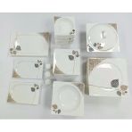 Kütahya Porselen Bone Porcelain 52 Parça Kare Yemek Takımı - Yaprak Desenli