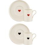 Kütahya Porselen Bone Pure Love 4 Parça 2 Kişilik Kahve Takımı - 2 Adet - 90 ml