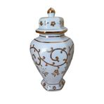 Kütahya Porselen Sır Küpü Beyaz Altın Renk 22 cm Vazo