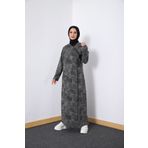 Kutay Collection Mevsimlik Kadın Gri Tesettür Elbise, Terletmeyen Namaz Kıyafeti, Dökümlü Ferace