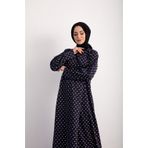 Kutay Collection Puantiye Desenli Yandan Bağlamalı Siyah Kadın Namaz Elbisesi