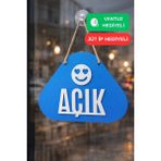 Kutaydan Ahşap Lazer Kesim Emoji Figürlü Açık-Kapalı Tabelası - Saks
