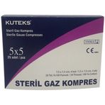 Kuteks 62821 7,5 x 7,5 cm 25'li Steril Tekli Paketlenmiş Gaz Kompres