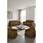 KUTLALE Bürümcük 3+3+1+1 Koltuk, Kanepe, Çekyat Örtüsü, Etekli, Streç, Esnek, Lastikli, Koltuk Kılıfı Takımı 3311 - 183 x 230 cm - Açık Kahverengi
