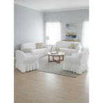 KUTLALE Bürümcük 3+3+1+1 Koltuk, Kanepe, Çekyat Örtüsü, Etekli, Streç, Esnek, Lastikli, Koltuk Kılıfı Takımı 3311 - 183 x 230 cm - Beyaz