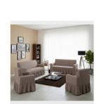 KUTLALE Bürümcük 3+3+1+1 Koltuk, Kanepe, Çekyat Örtüsü, Etekli, Streç, Esnek, Lastikli, Koltuk Kılıfı Takımı 3311 - 183 x 230 cm - Kakao