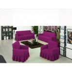 KUTLALE Bürümcük 3+3+1+1 Koltuk, Kanepe, Çekyat Örtüsü, Etekli, Streç, Esnek, Lastikli, Koltuk Kılıfı Takımı 3311 - 183 x 230 cm - Mor