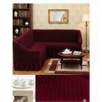 KUTLALE Bürümcük Etekli L Köşe Koltuk Örtüsü, Lastikli, Esnek, Standart 350CM’LI 1 Adet Kılıf - 180 x 350 cm - Bordo