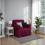 KUTLALE Bürümcük Tek Kişilik Koltuk Kılıfı, Berjer Örtüsü, Lastikli, Esnek, Etekli (1 Adet) - 80 x 120 cm - Bordo