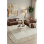 KUTLALE Jakarlı Osmanlı Desen 3+3 Koltuk, Kanepe, Çekyat Örtüsü, Etekli, Streç, Esnek, Lastikli, Koltuk Kılıfı 33 Takımı - 185 x 230 cm - Açık Kahverengi