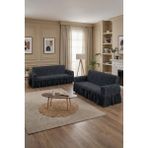 KUTLALE Jakarlı Osmanlı Desen 3+3 Koltuk, Kanepe, Çekyat Örtüsü, Etekli, Streç, Esnek, Lastikli, Koltuk Kılıfı 33 Takımı - 185 x 230 cm - Antrasit