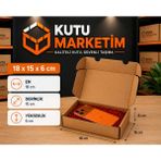 Kutu Marketim 18X15X6 cm ( 50 Adet ) Kapaklı Kraft Kargo Kutusu - E Ticaret - Kargo ve Paketleme Kutusu