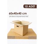 Kutubo El Geçmeli 60x40x40 Karton Koli, Çift Oluklu 10'lu Taşınma Kolisi, Çeyiz Kutusu, Kargo Kolisi
