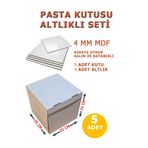 kutucum 35 X 35 X 35 PASTA KUTUSU 5 ADET ve ALTLIK SETİ| YAŞ PASTA KUTUSU BEYAZ | OLUKLU PASTA KUTUSU | ÇOK AMAÇLI KUTU