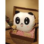Kutulu Hediye Seti / Panda Yastık 35cm ve Ayıcık Anahtarlık