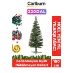 Kutulu Süsleme Seti Yılbaşı Çam Ağacı Renkli Işığı Yeni Yıl 2025 Süsleri Noel Paketi 150 Cm 220 Dal