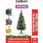 Kutulu Süsleme Seti Yılbaşı Çam Ağacı Renkli Işığı Yeni Yıl 2025 Süsleri Noel Paketi 60 Cm 60 Dal