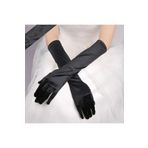 KutuluStore Uzun Boy Ekstra Parlak Saten Eldiven Siyah Renk (5168)