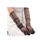 KutuluStore Uzun Boy Siyah Puantiyeli Siyah Renk Yetişkin Tül Eldiven 55 cm (5168)